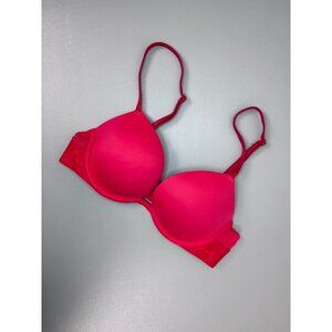 Victoria's Secret PINK 32A red wear everywhere super push up underwire bra